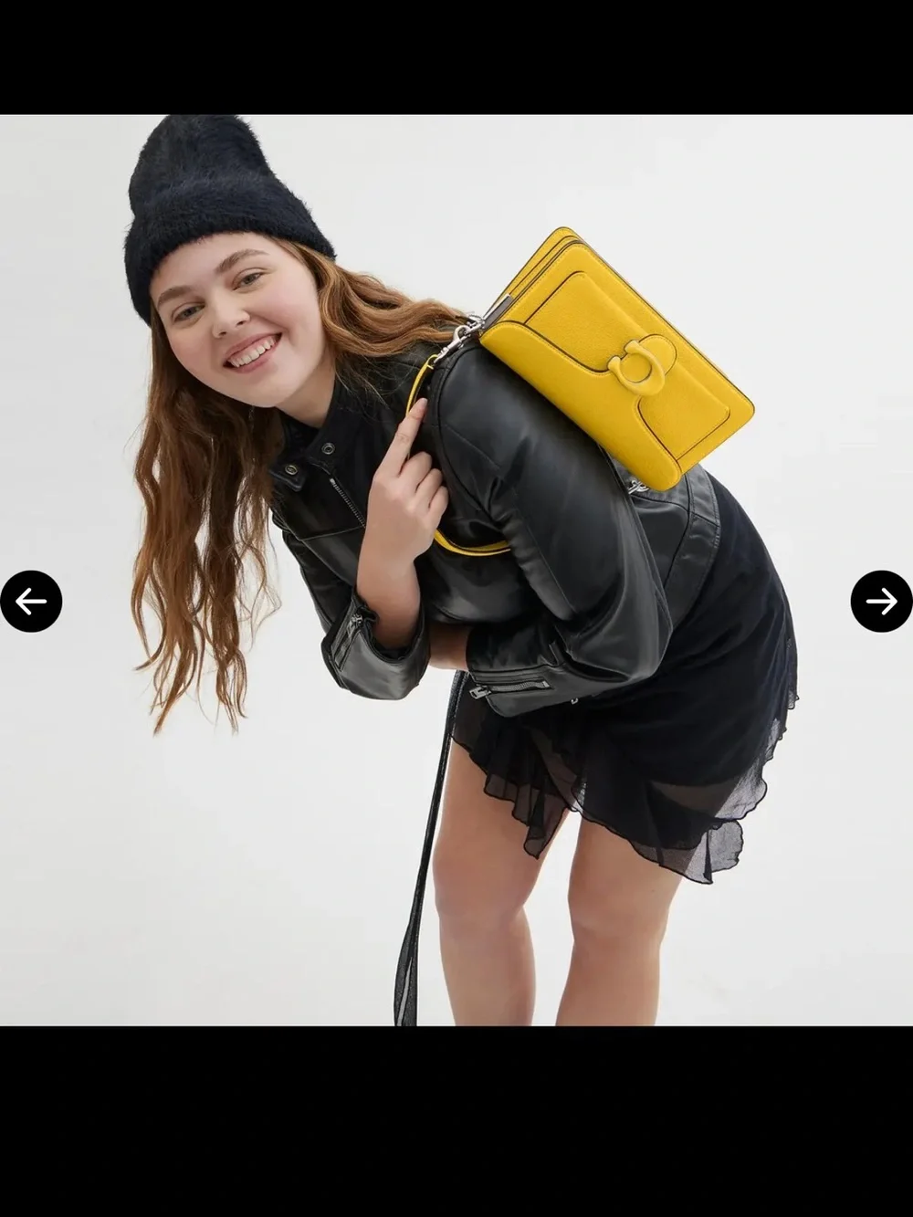 Coach Yellow Pebbled Leather Shoulder Bag with Detachable Strap
